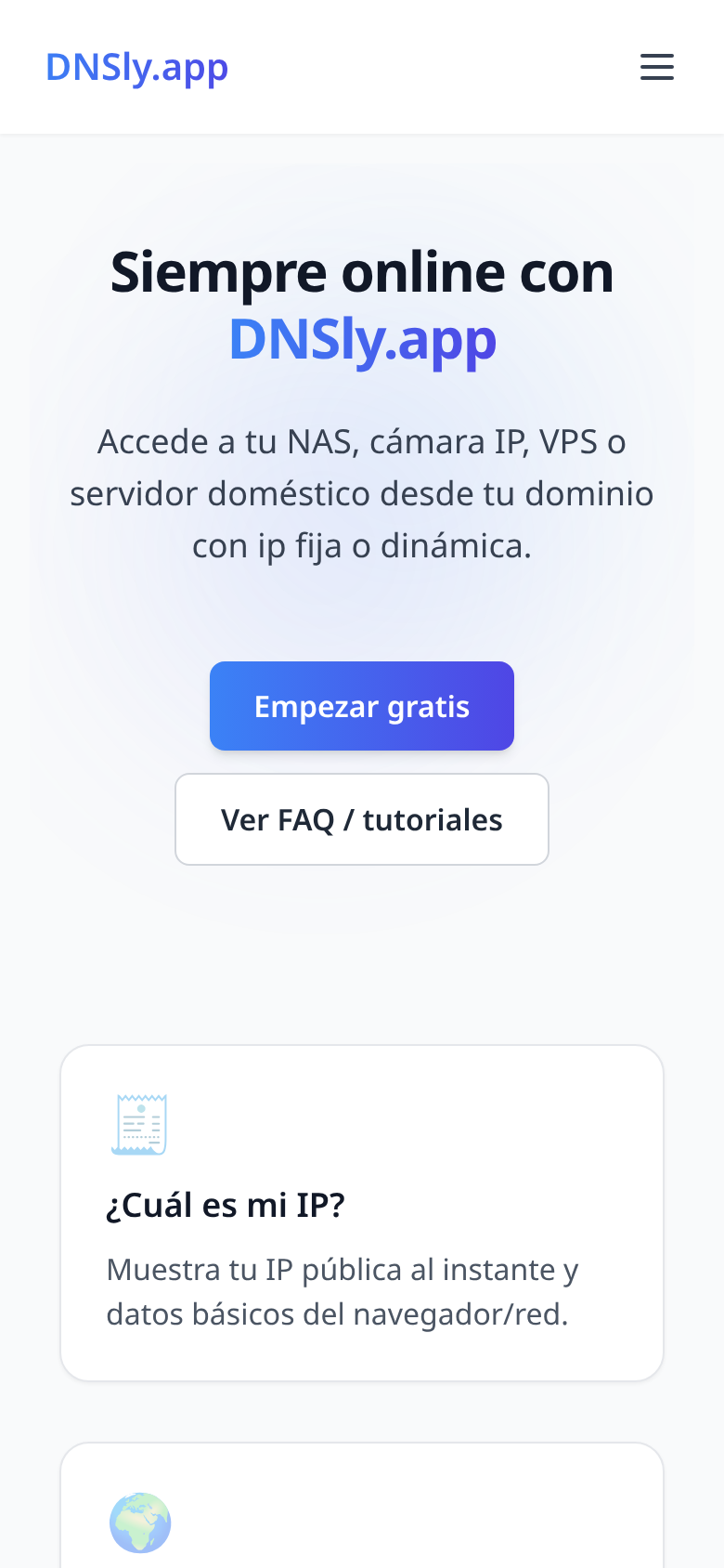 Versión móvil de DNSly